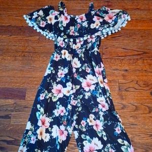 Black flower jump suit